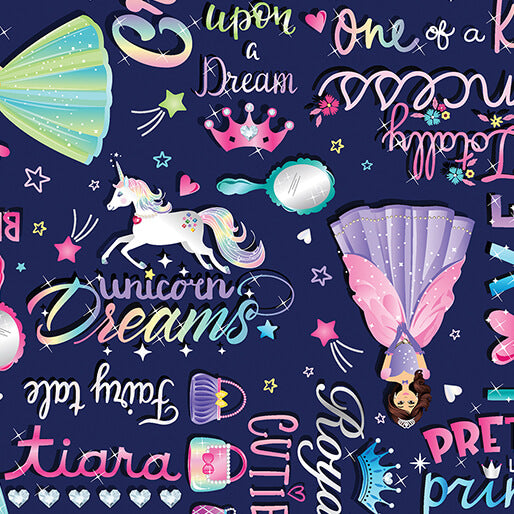 Fairytale Words Navy - Fairytale Dreams