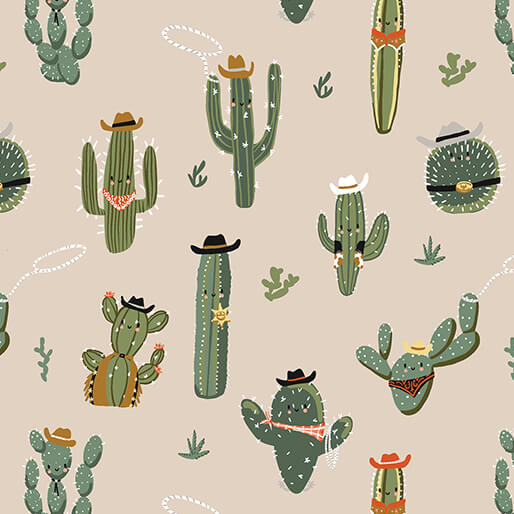 Wild West Cactus Tan - Benartex Lil' Buckaroos Collection