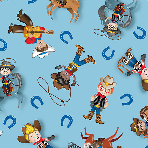 Lil' Cowboys Blue - Benartex Lil' Buckaroos Collection