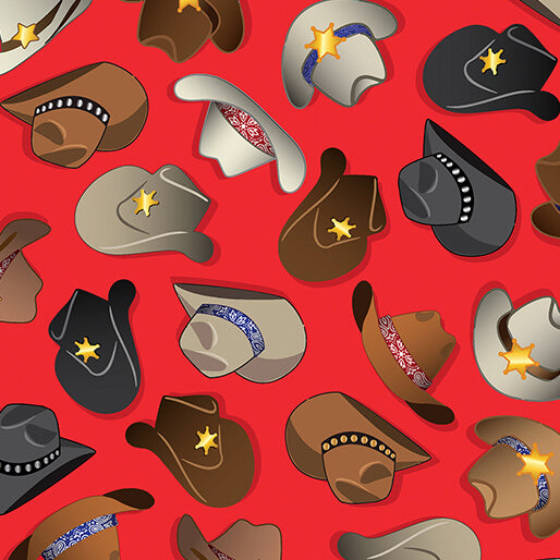 Cowboy Hats Red - Benartex Lil' Buckaroos Collection