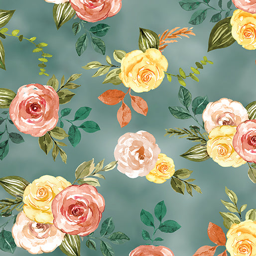 Gone Country Floral Teal - Benartex Designer Fabrics
