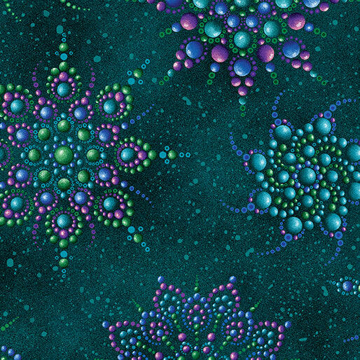 Beaded Medallion Dark Teal - Benartex Designer Fabrics