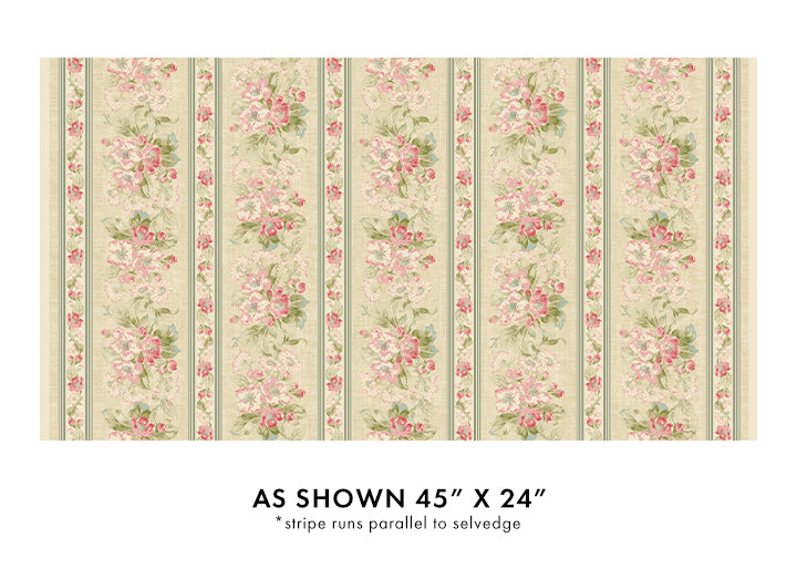 Beloved Apple Blossom Stripe Natural - Benartex Fabrics