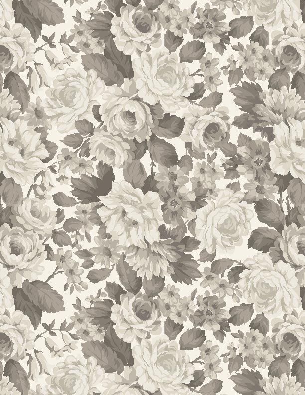 Blackberry Bramble 108" Packed Floral Ivory Tonal - Wilmington prints