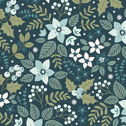 Yule Teal Holly & Hearth - Benartex Designer Fabrics