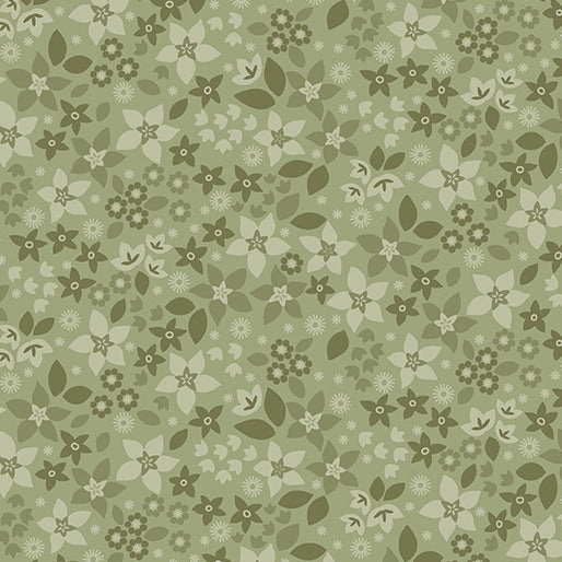 Star Flowers Evergreen Holly & Hearth - Benartex Designer Fabrics
