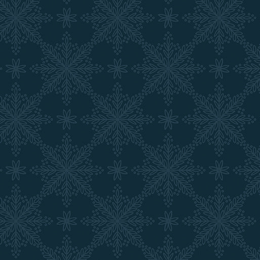 Frosted Windowpanes Midnight Teal Holly & Hearth - Benartex Designer Fabrics