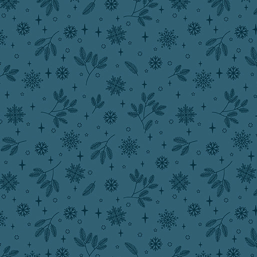 Flurries Teal Holly & Hearth - Benartex Designer Fabrics