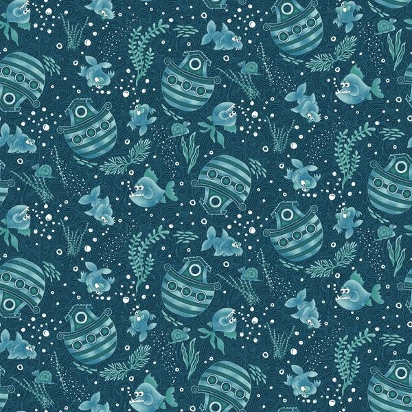 Two by Two Navy Tonal Ark - Henry Glass & Co.