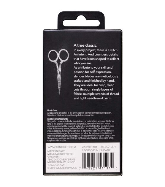 Gingher 4" Large Handle Embroidery Scissors