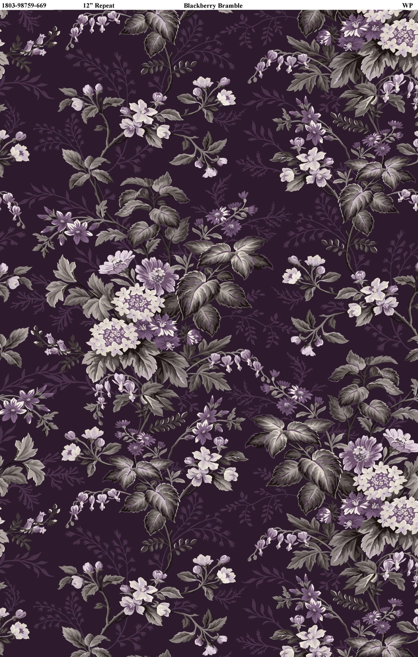 Blackberry Bramble Larger Floral Purple - Wilmington prints
