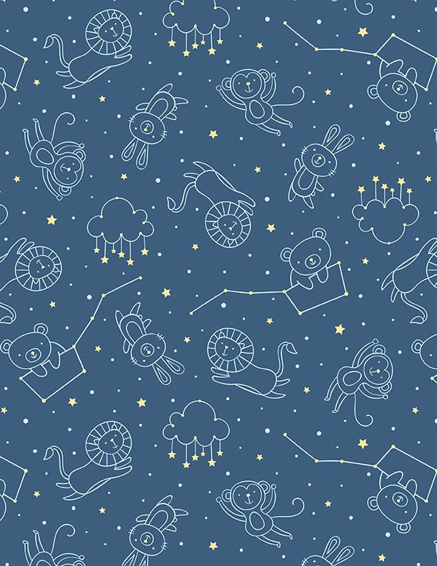 Baby's Adventure Constellations Navy - Wilmington Prints
