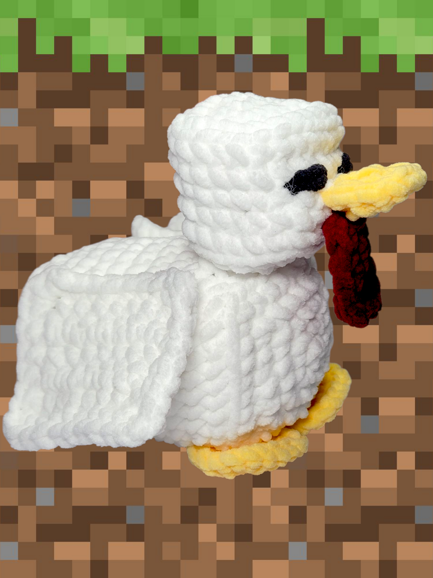 Pixel Art Sitting Zombie and Emotional Support Chicken Crochet Pattern