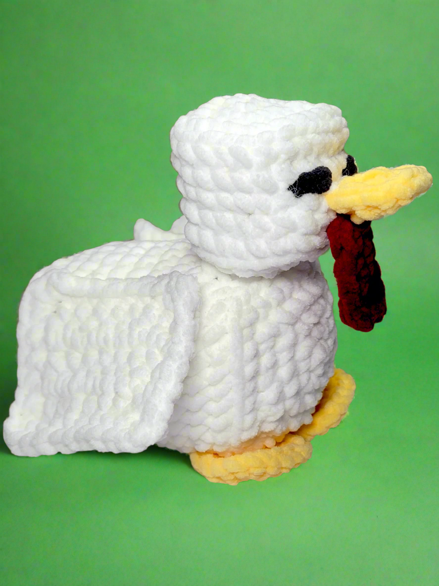 Pixel Art Sitting Zombie and Emotional Support Chicken Crochet Pattern
