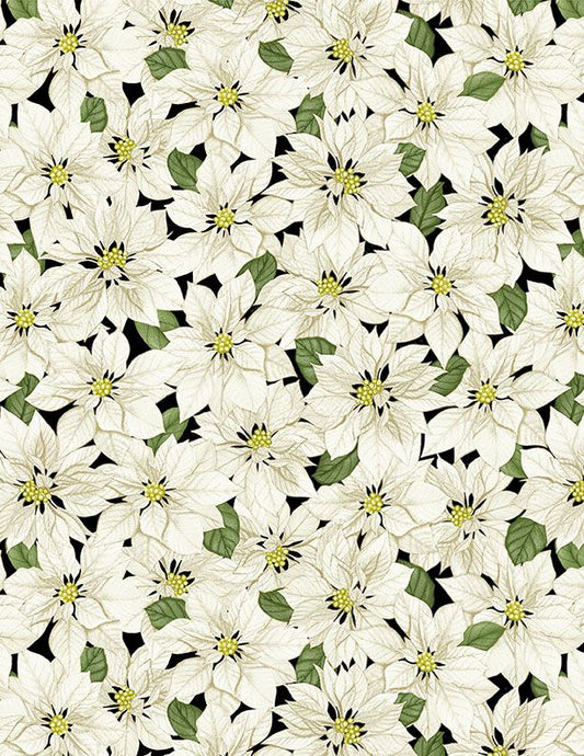 Tartan Holiday Packed Poinsettias Cream Wilmington Prints