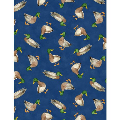 Mallard Toss Navy - Wilmington Prints