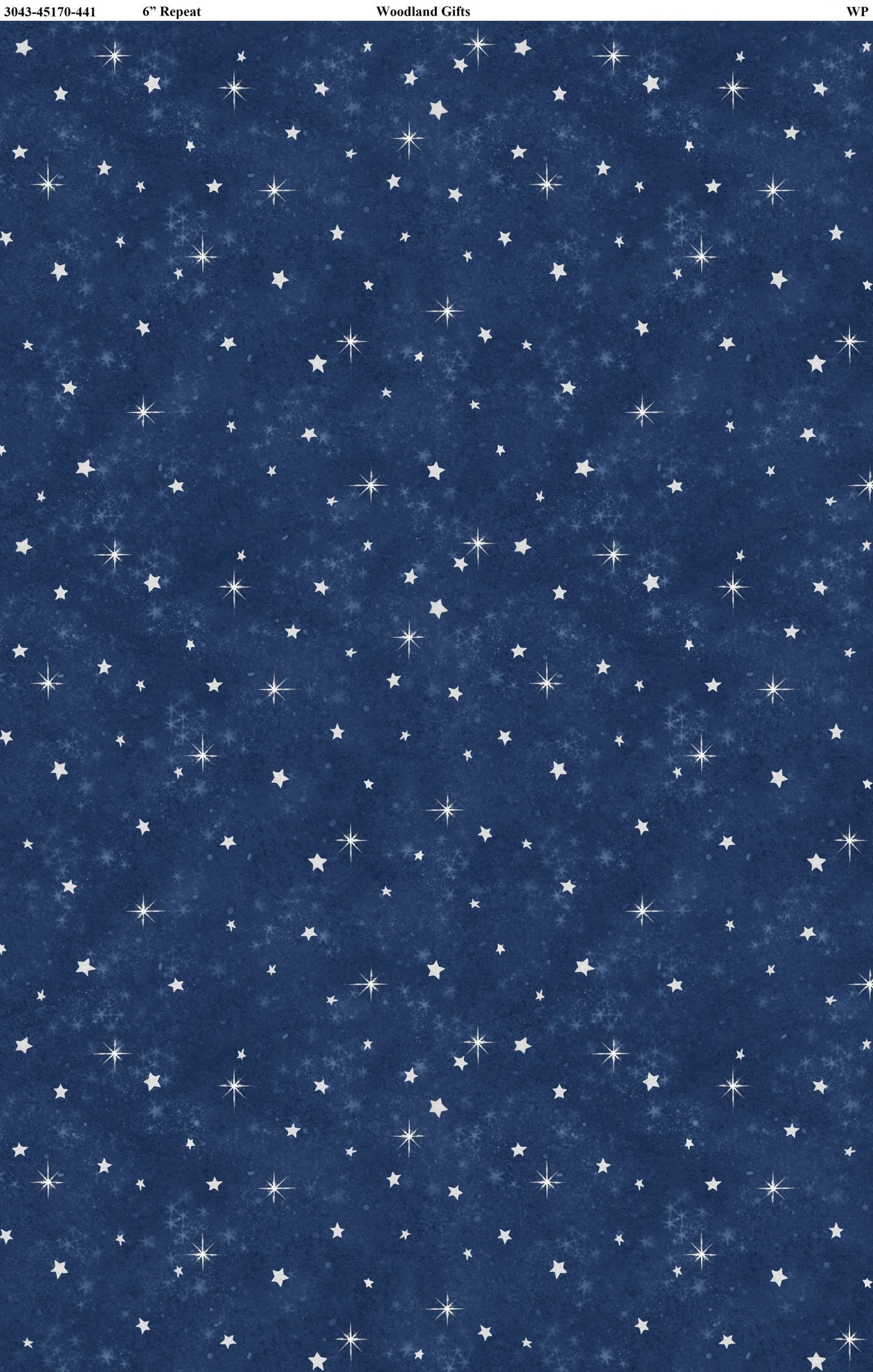 Woodland Gifts Star Toss Navy Blue By Makiko for Wilmington Prints.