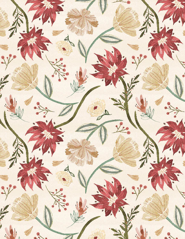 Floralscape Large Floral Cream - Wilmington Prints