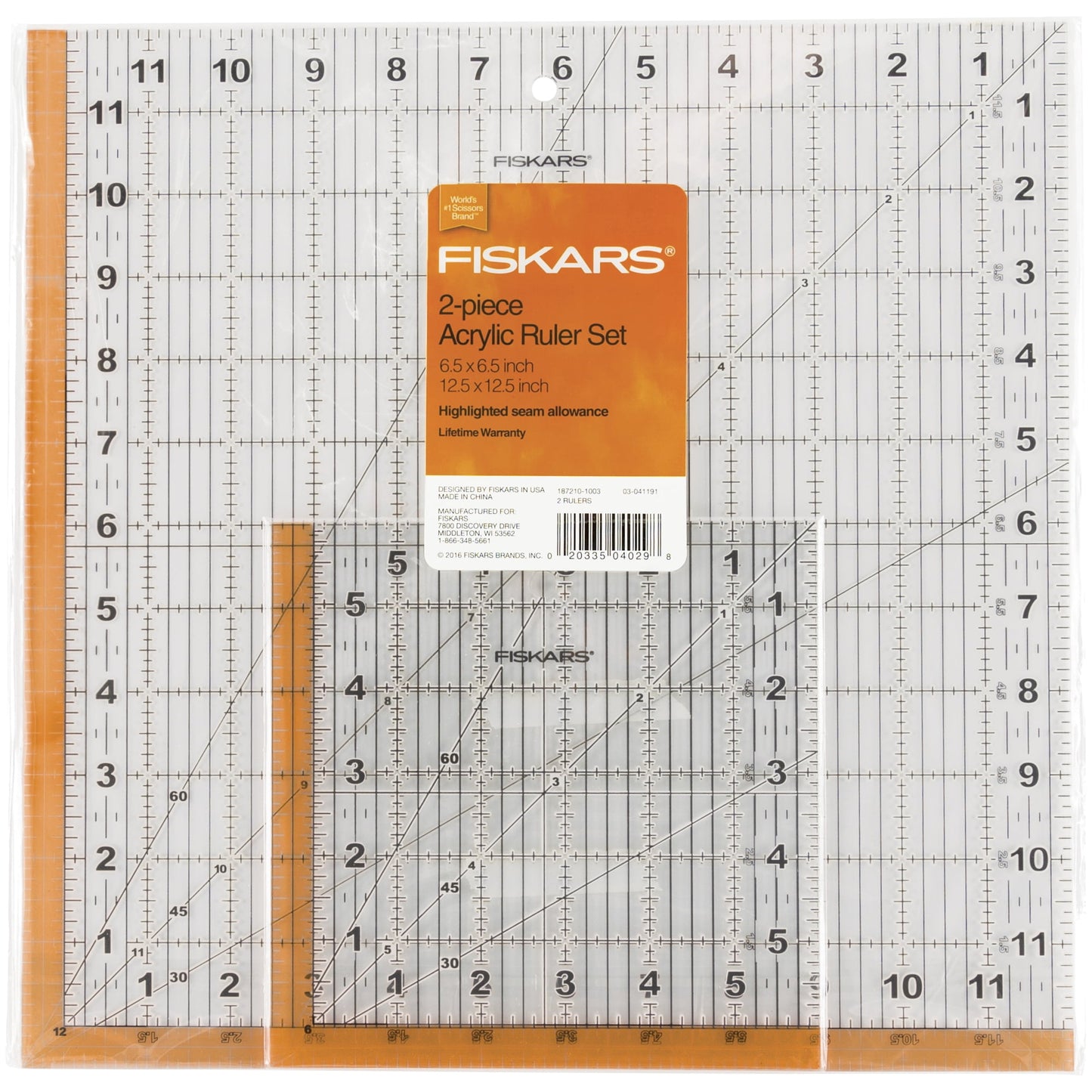 Fiskars Square Ruler Set, 12.5 x 12.5 in., 6.5 x 6.5 in.