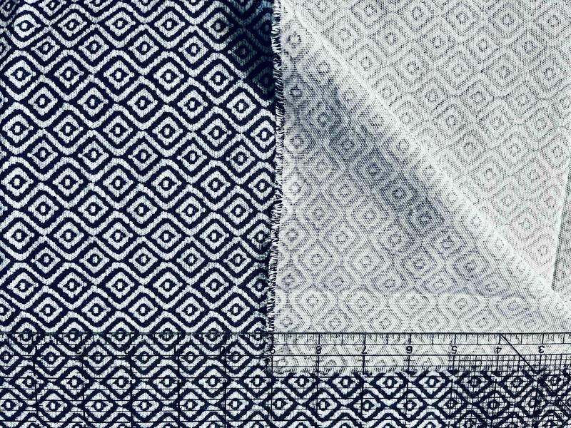 Rythym Navy Cotton Canvas Fabric