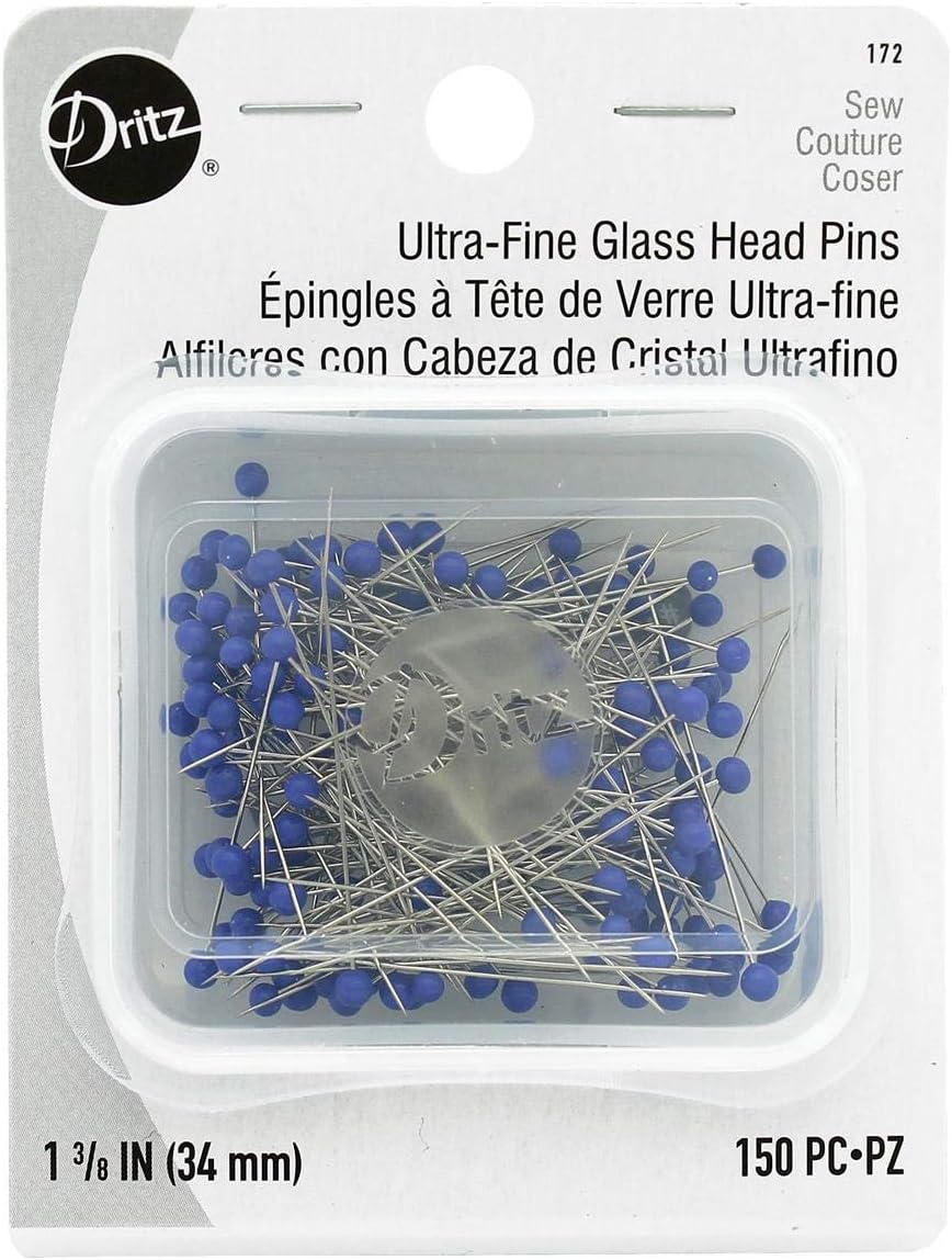 Ultra-Fine Glass Head Pins -Blue 150ct sz22 3/box