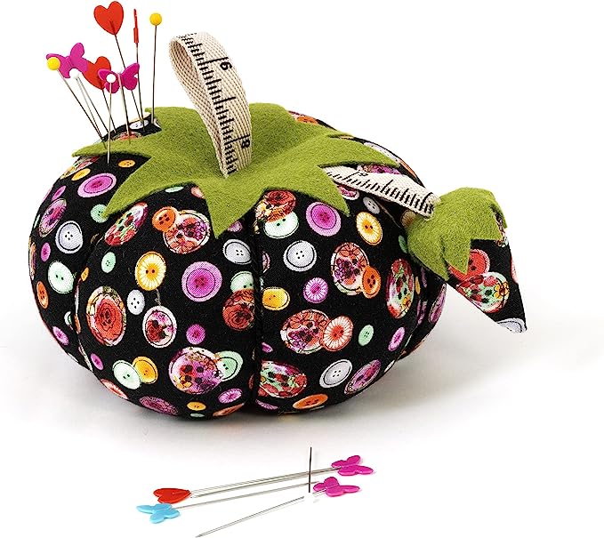 Dritz Tomato, 4", Black Button Print Pin Cushion