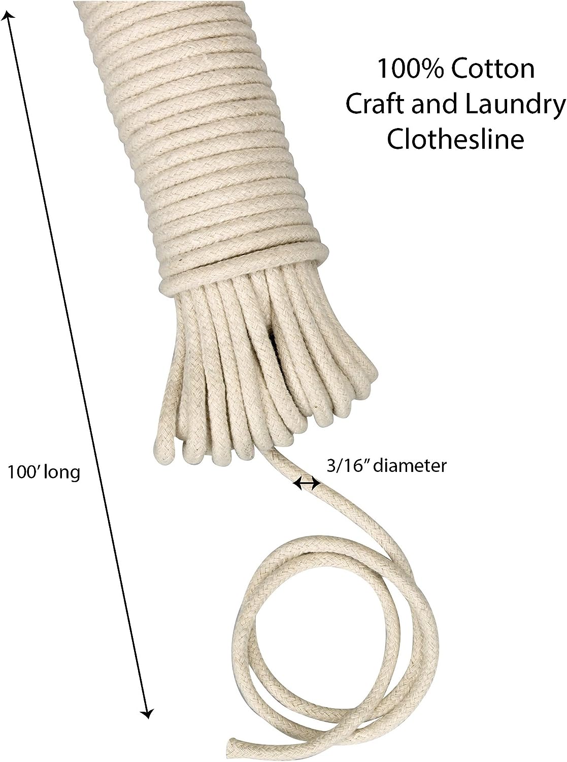 Cotton Clothesline 100ft - Household Essentials