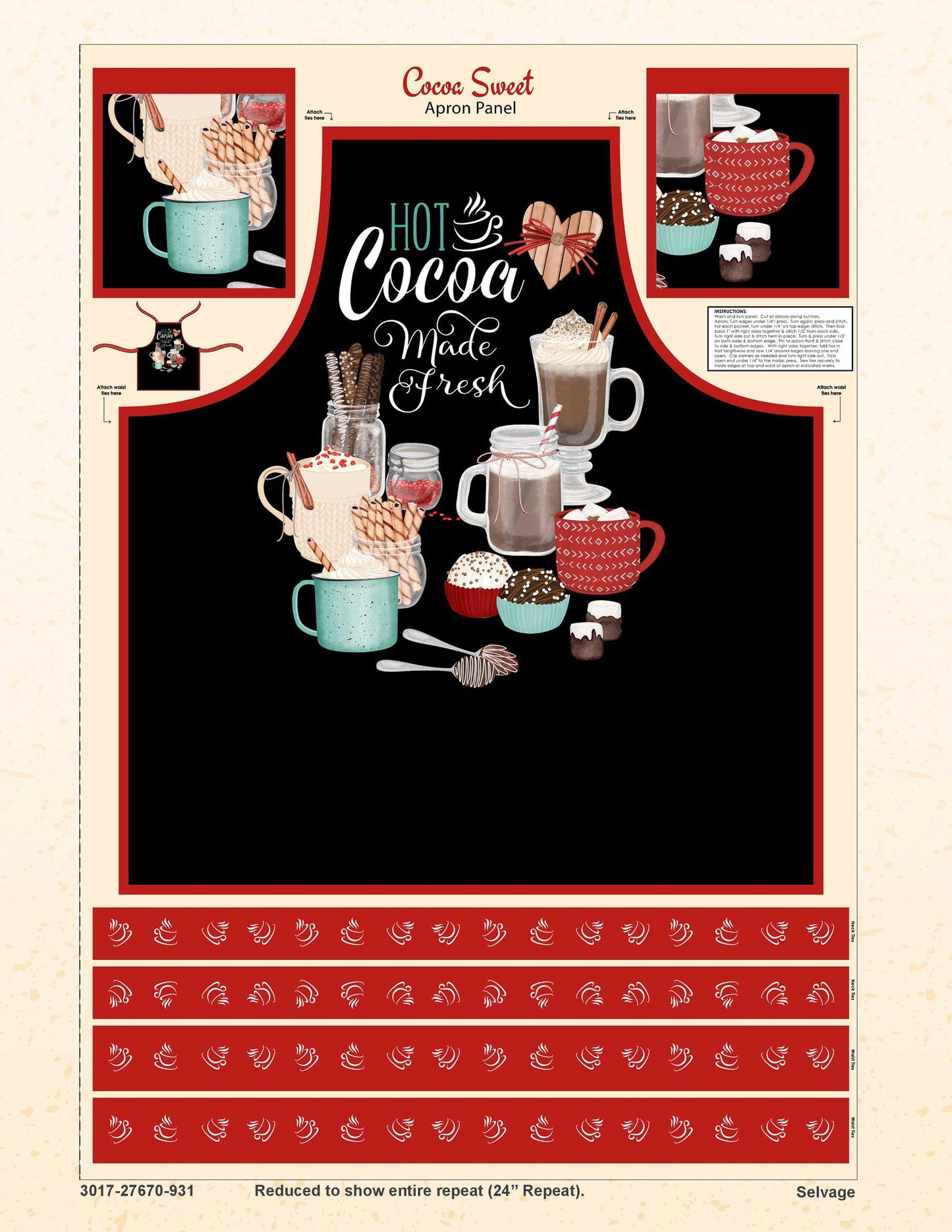 Cocoa Sweet Apron Panel - Wilmington Prints By: Danielle Leone