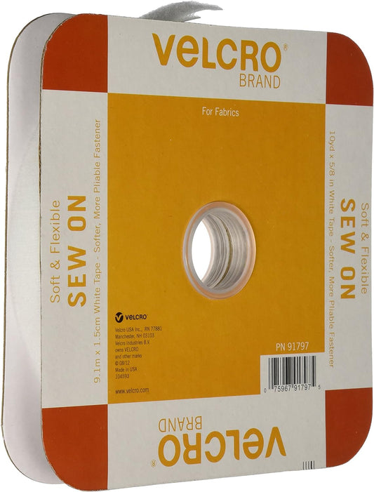 Sew-On and Flexible 5/8in White - Velcro Brand