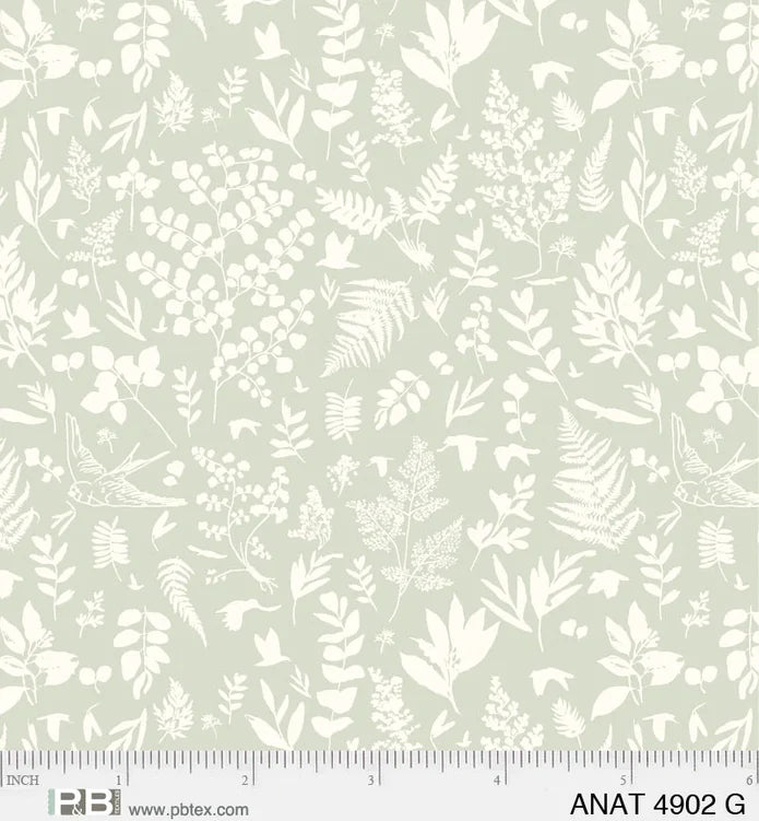 AU Naturel Ferns Loose Green - P&B Textiles