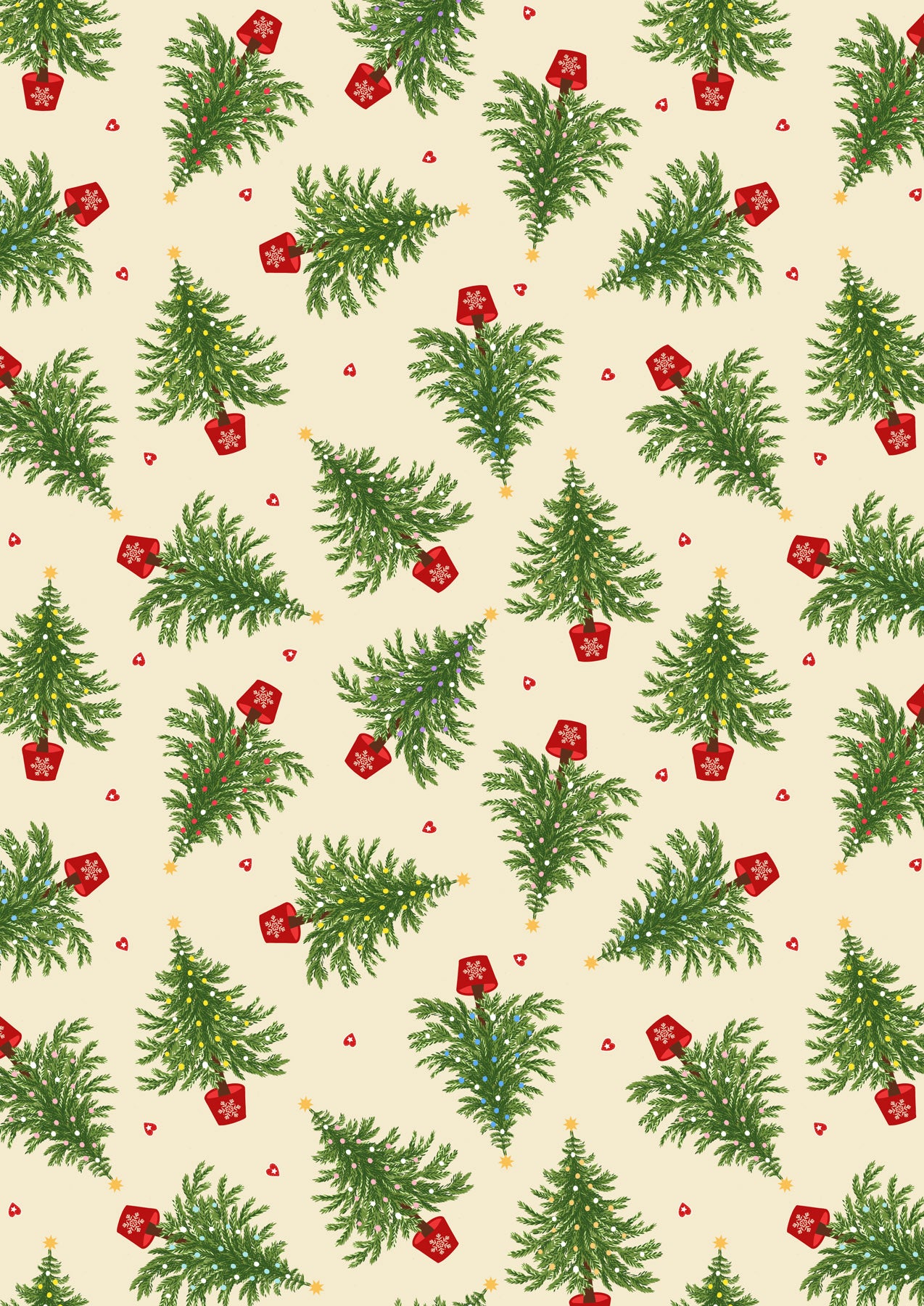 Oh Christmas tree on cream (with gold metallic) - Lewis & Irene