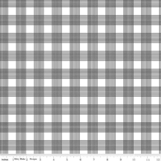 Press On Pinstripe Plaid Black - Riley Blake Designs