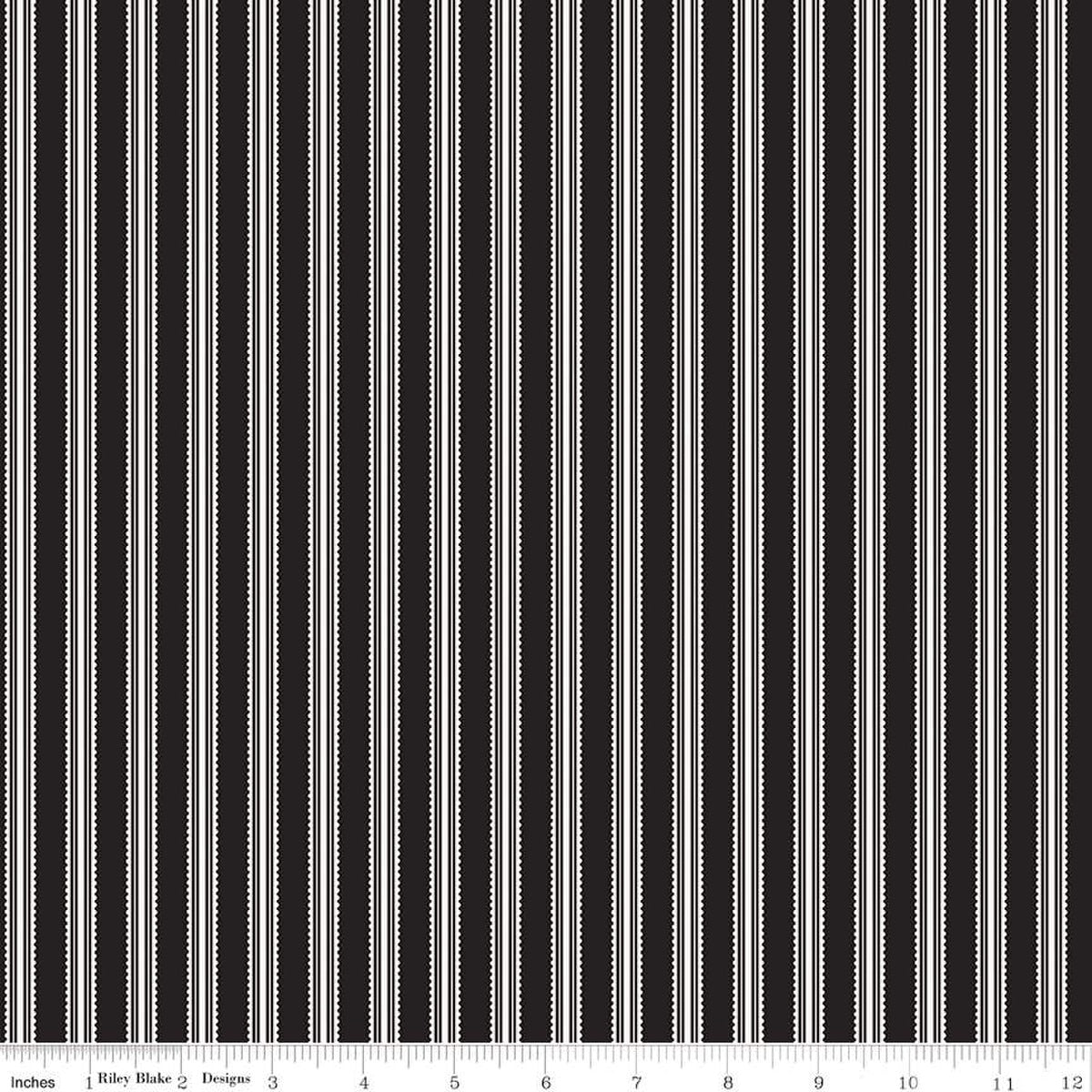 Midnight Meadow Stripes Black - Riley Blake Designs