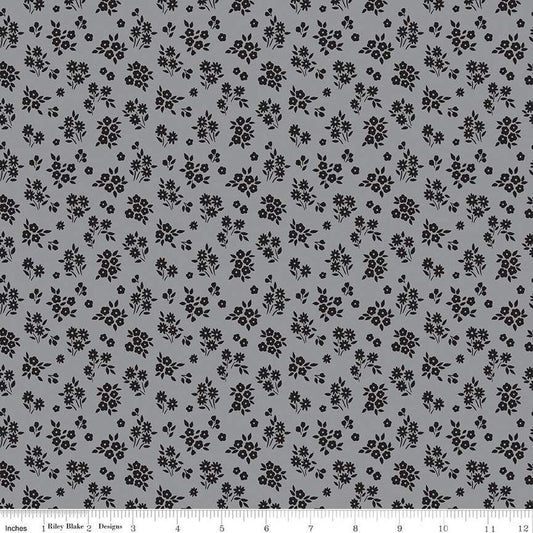 Midnight Meadow Bouquets Gray - Riley Blake Designs