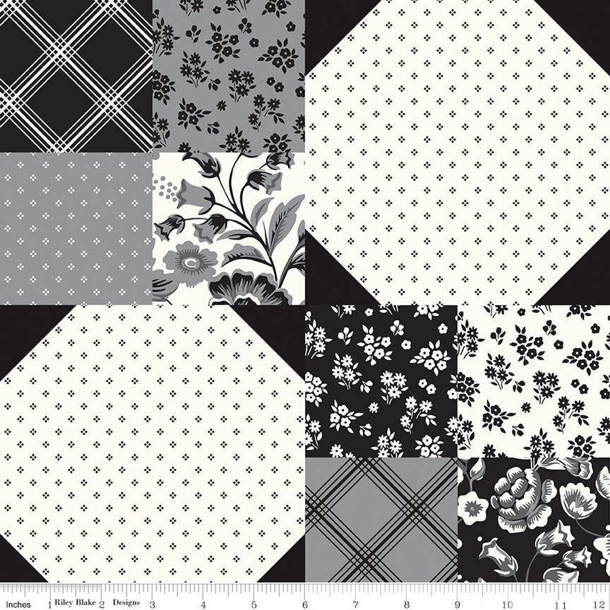 Midnight Meadow Cheater Print Cream Panel - Riley Blake Designs