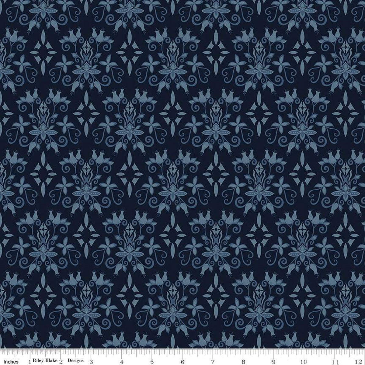 Curated Blooms Damask Midnight - Riley Blake Designs