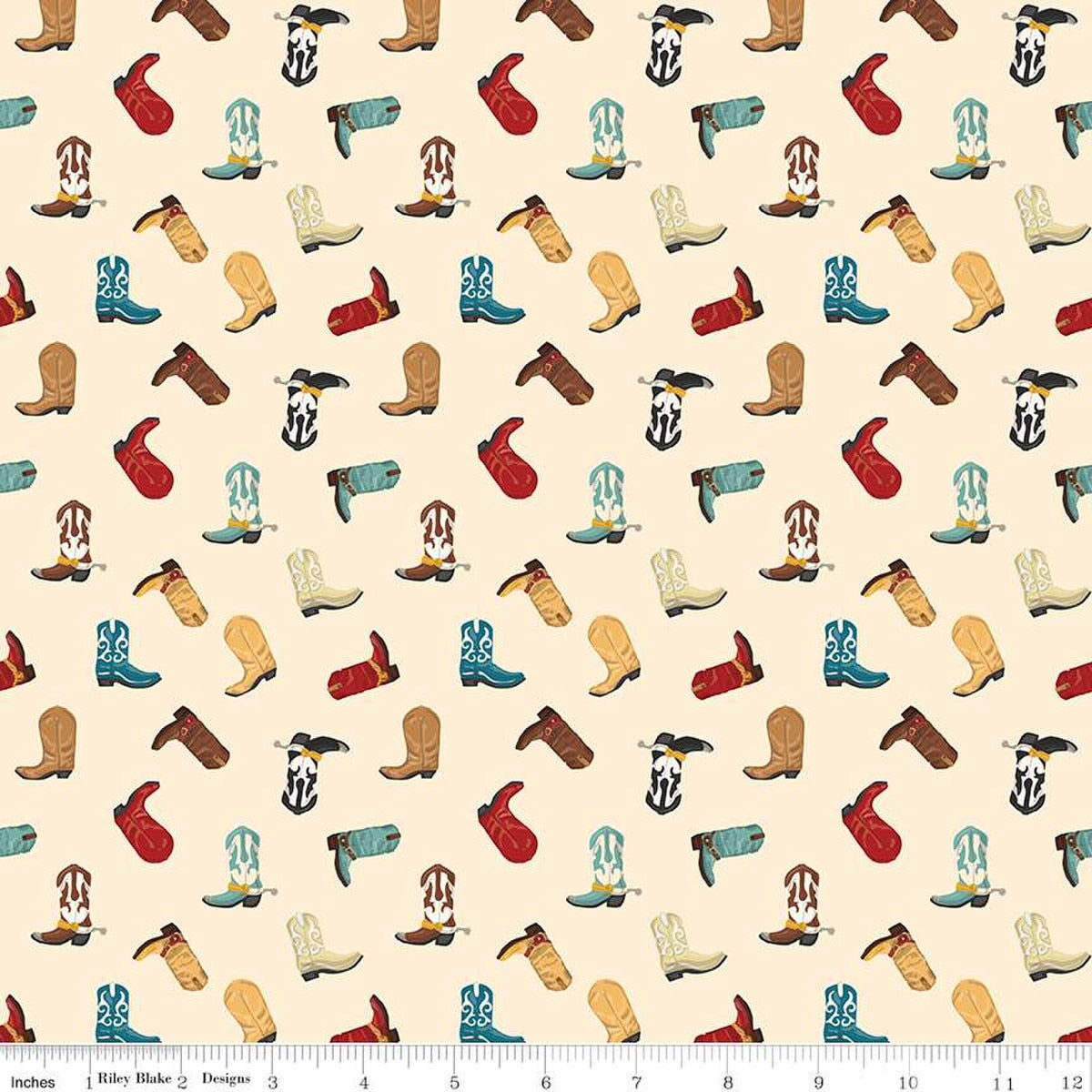 Cowboys Boots Cream - Riley Blake Designs