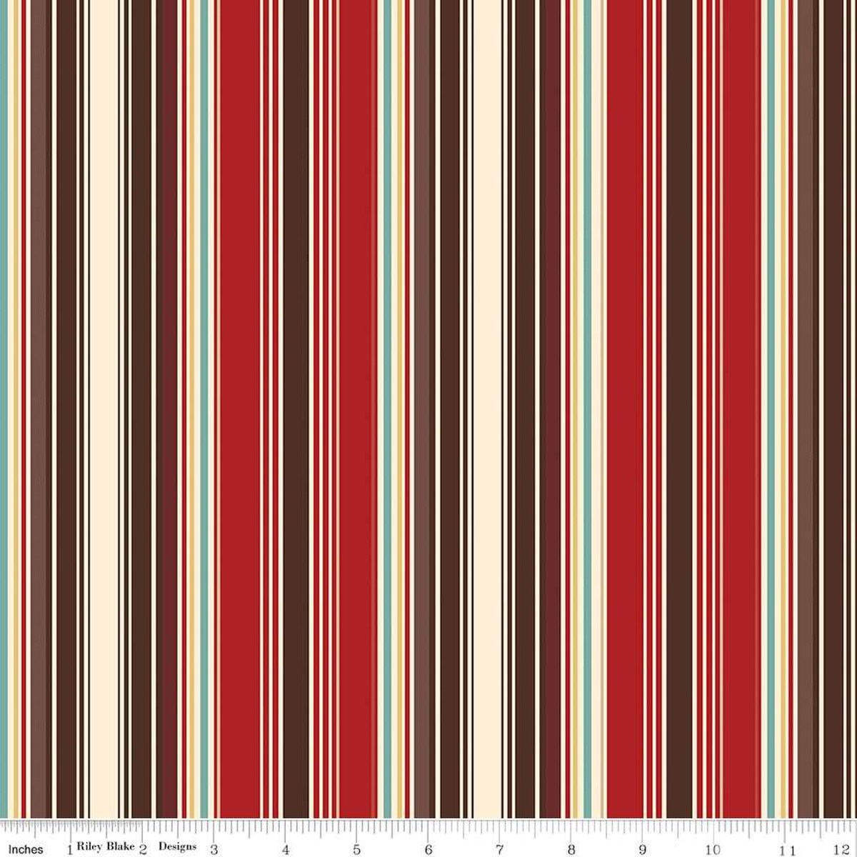 Cowboys Stripes Barn Red - Riley Blake Designs