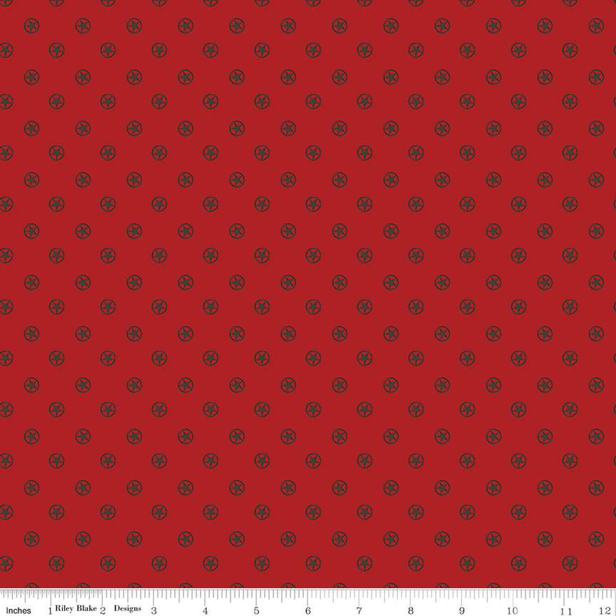 Cowboys Circle Stars Barn Red - Riley Blake Designs