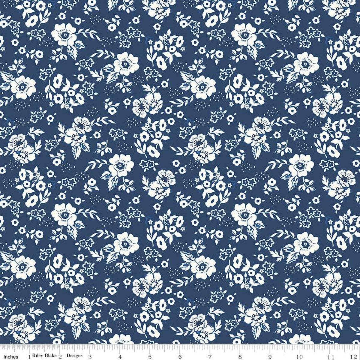 Freedom Garden Medium Floral Blue - Riley Blake Designs