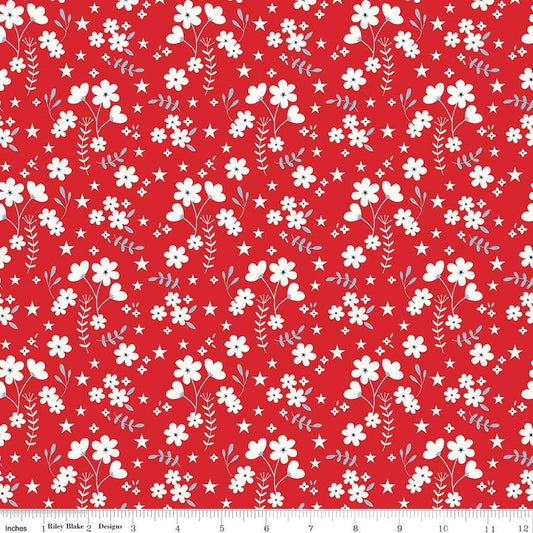 Freedom Garden Ditsy Floral Red - Riley Blake