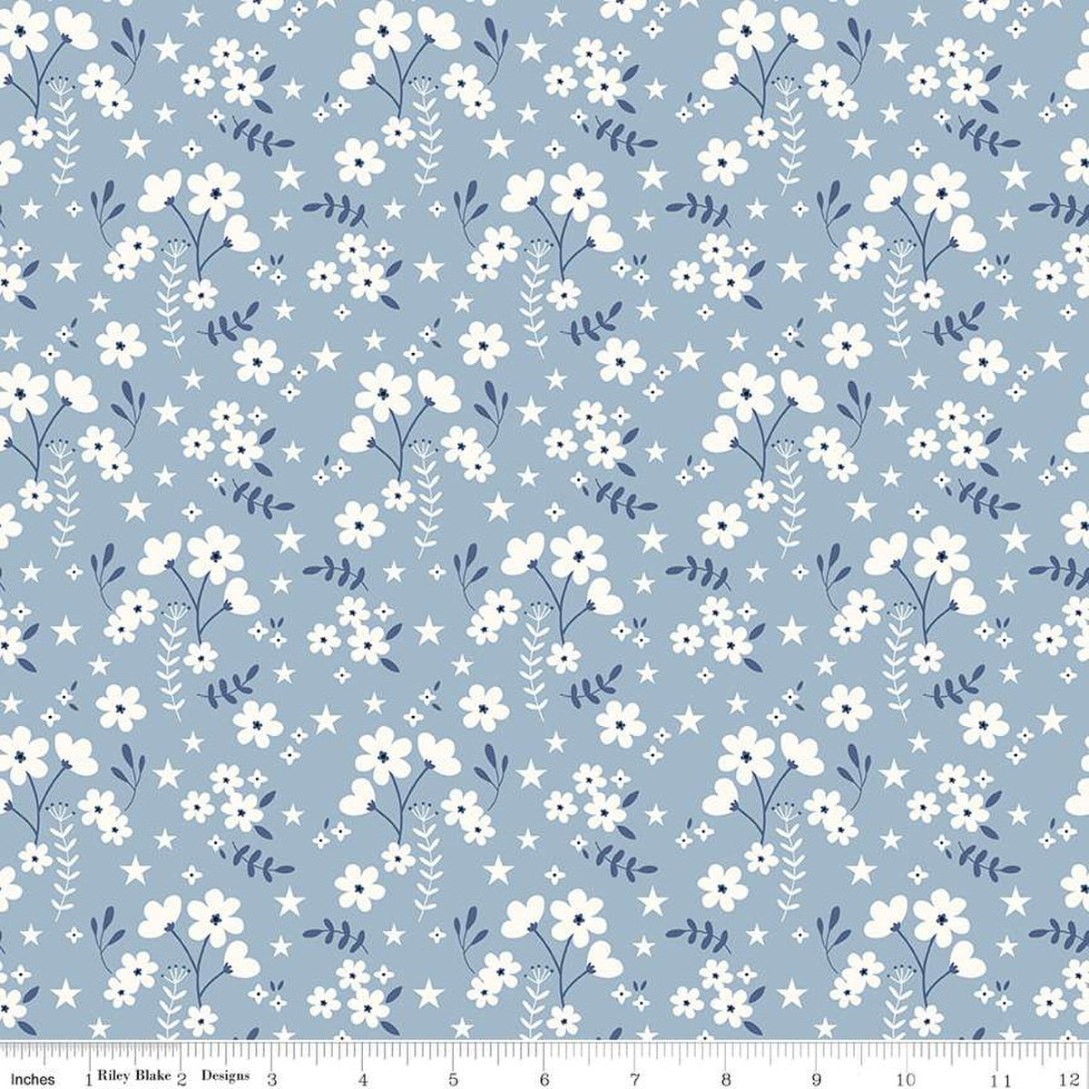 Freedom Garden Ditsy Floral Sky - Riley Blake