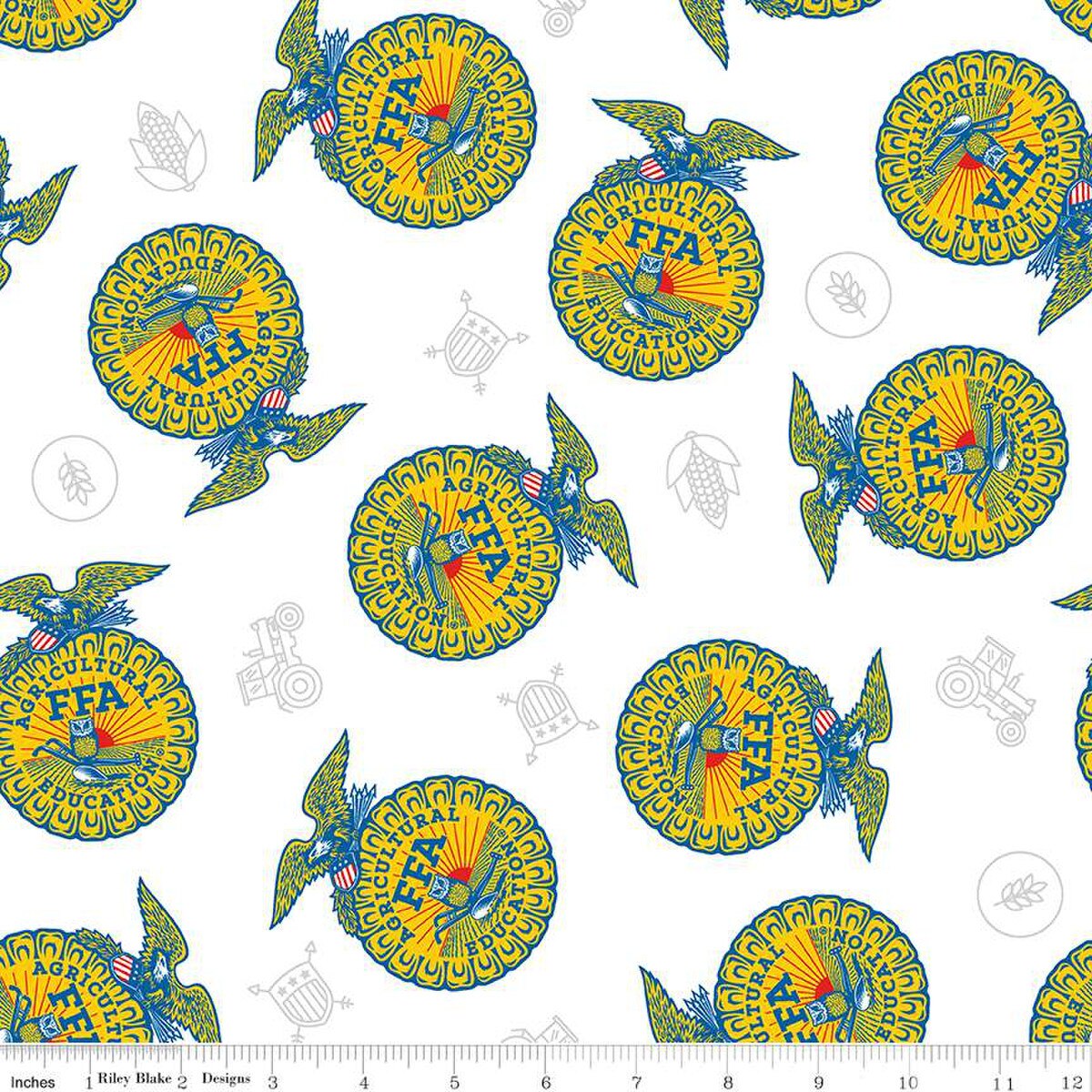 FFA Forever Blue 2 Badge Toss White - Riley Blake Designs