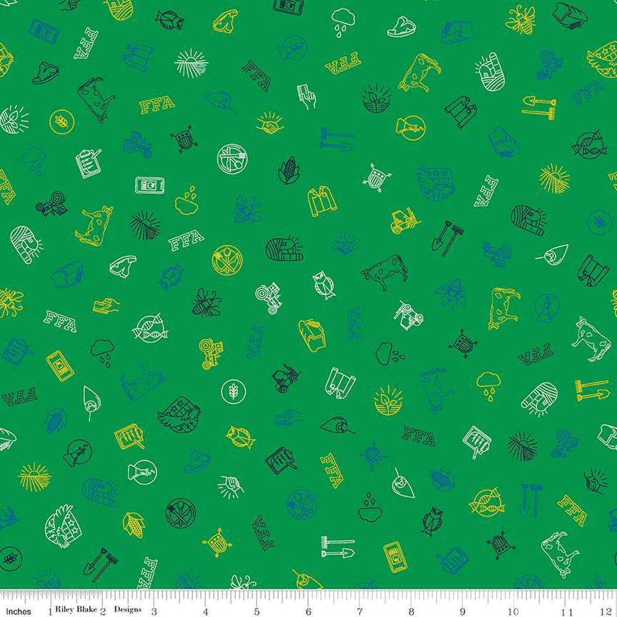 FFA Forever Blue 2 Icons Green - Riley Blake Designs
