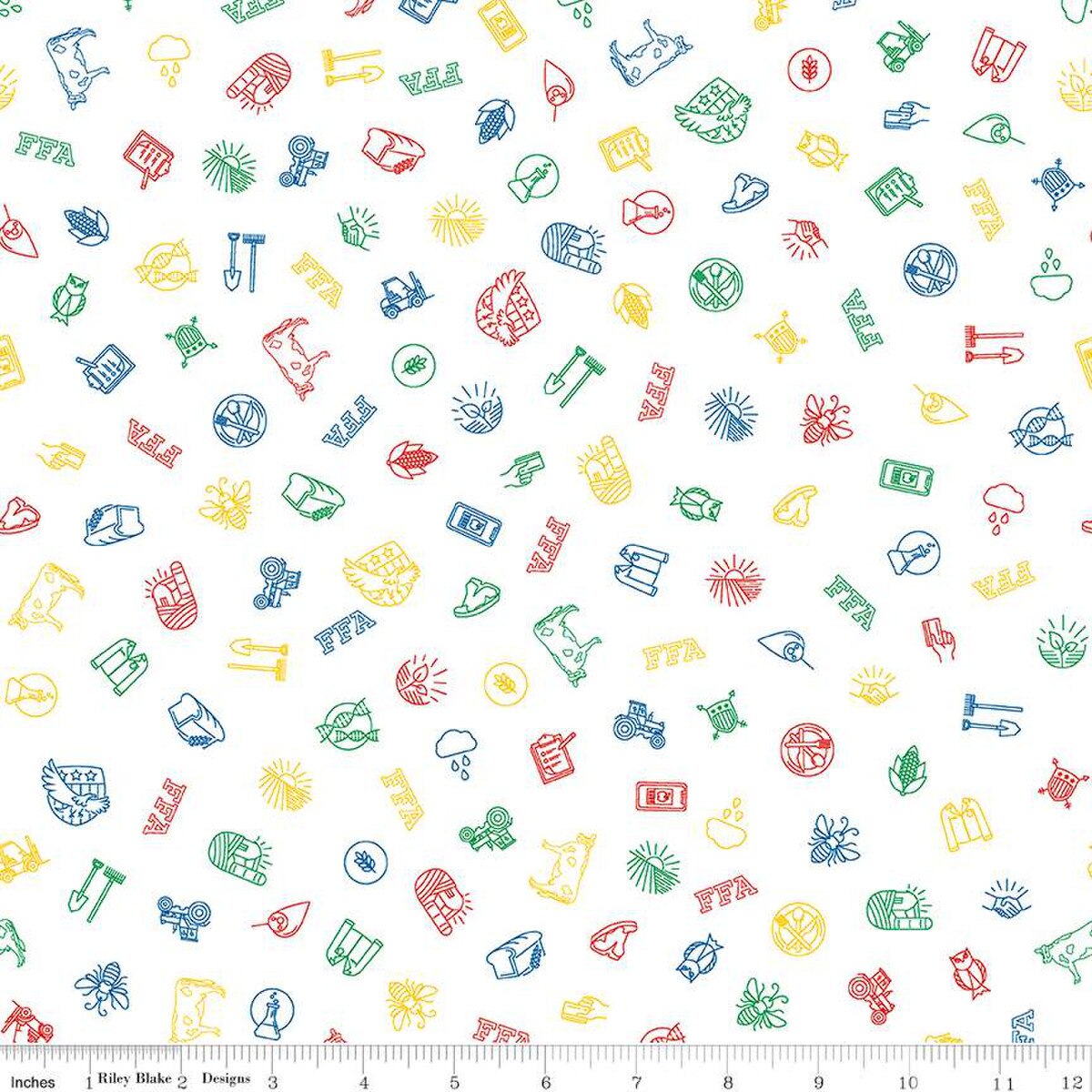 FFA Forever Blue 2 Icons White - Riley Blake Designs