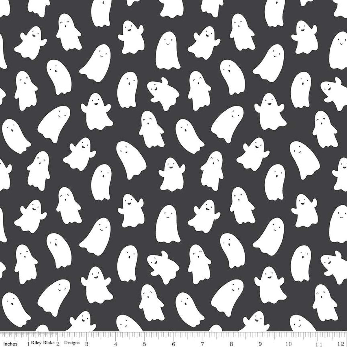 Hey Pumpkin Ghosts Charcoal - Riley Blake Designs