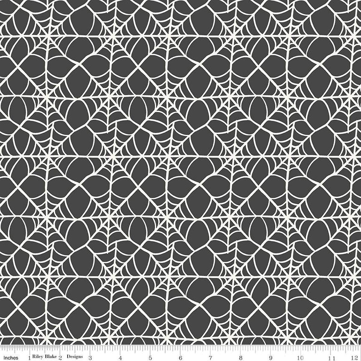 Hey Pumpkin Webs Charcoal - Riley Blake Designs