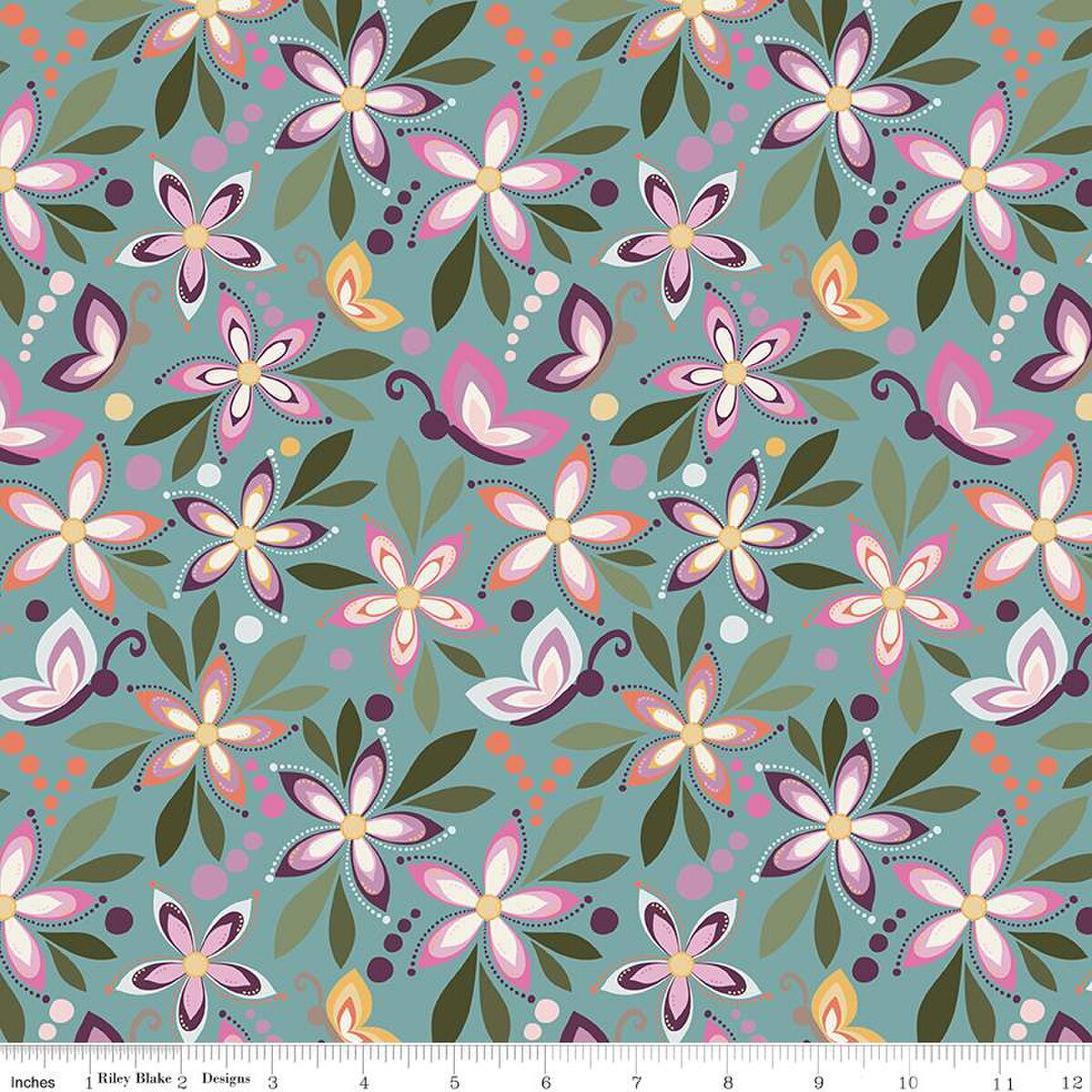 Juju's Petals Main Teal - Riley Blake Designs