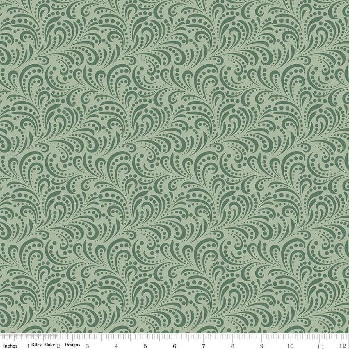Morning Latte Swirls Green - Riley Blake Designs