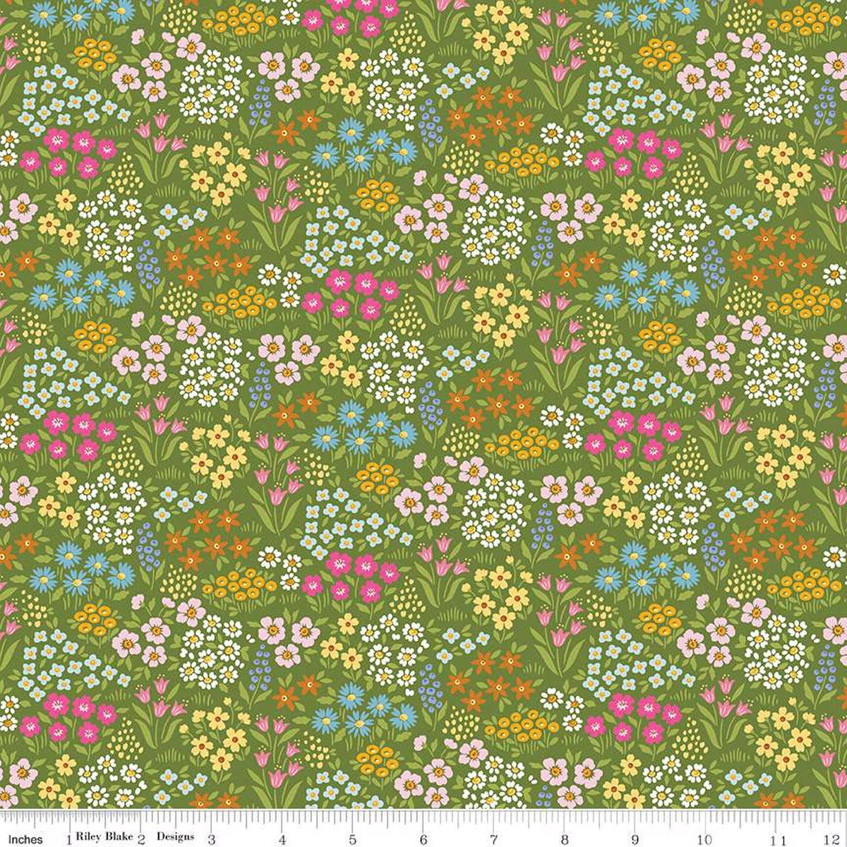 Little Darlin' Floral Fields Green - Riley Blake Designs